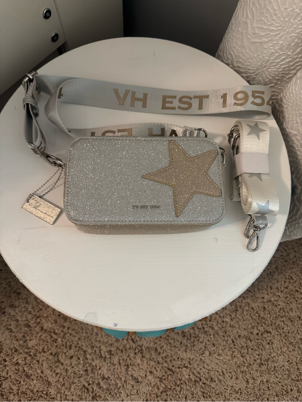 Vintage Havana Silver Glitter Crossbody with Gold Star Accent